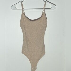 Women’s Tan & Silver Sparkly Spaghetti Strap Bodysuit